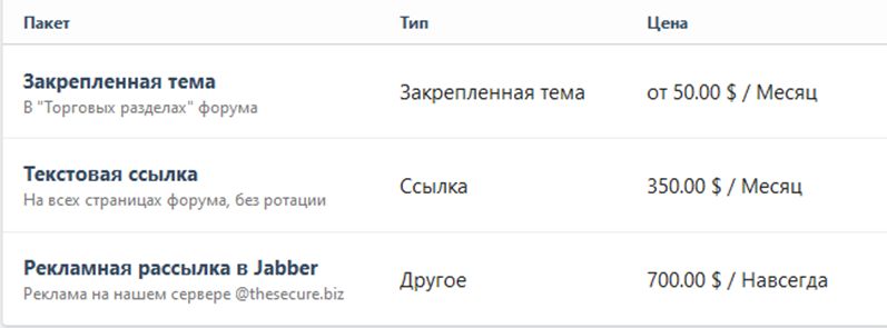 Реклама на теневом форуме    