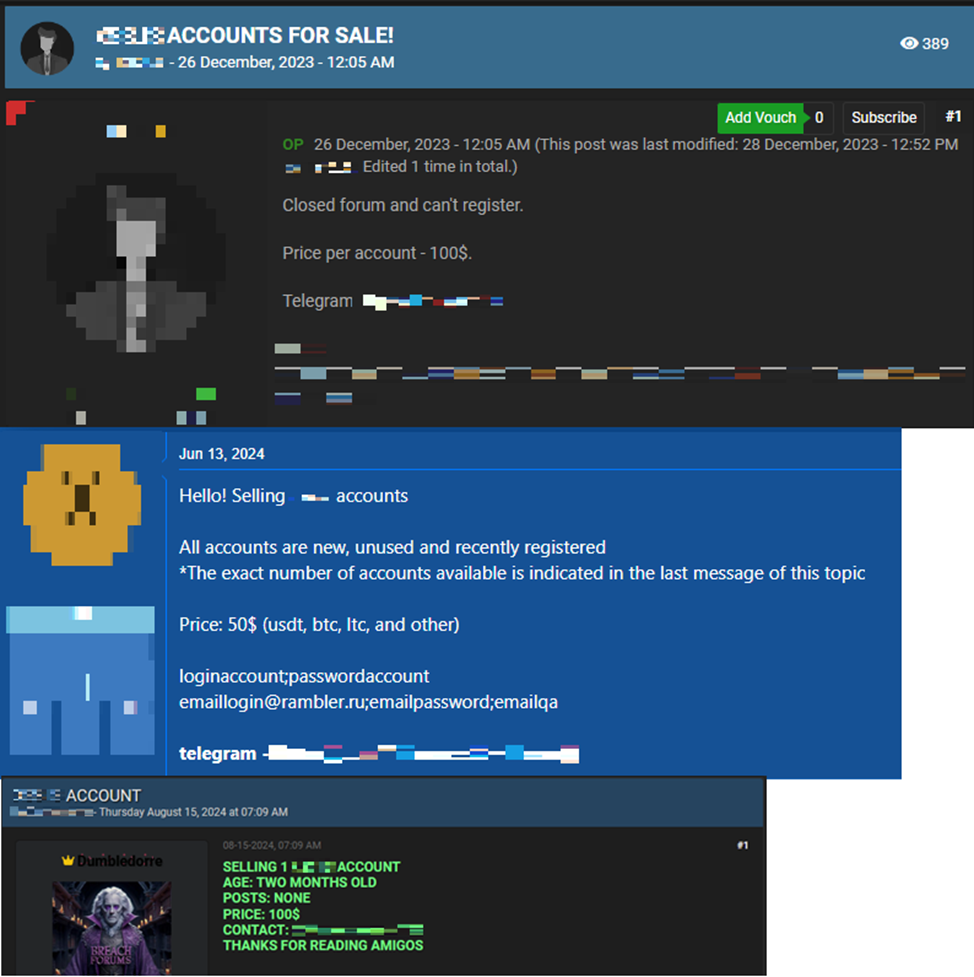 Объявления о продаже аккаунтов к закрытому теневому форуму    
