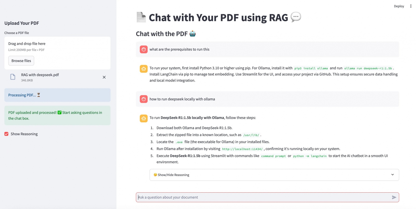 Взаимодействие с документами с помощью DeepSeek и Ollama: локальный чатбот RAG для диалогов с учетом контекста - 2