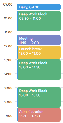 Календарь с блоками для сосредоточенной работы