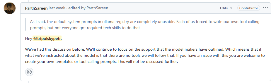 Если в модели не работают tool calling - это ваша проблема