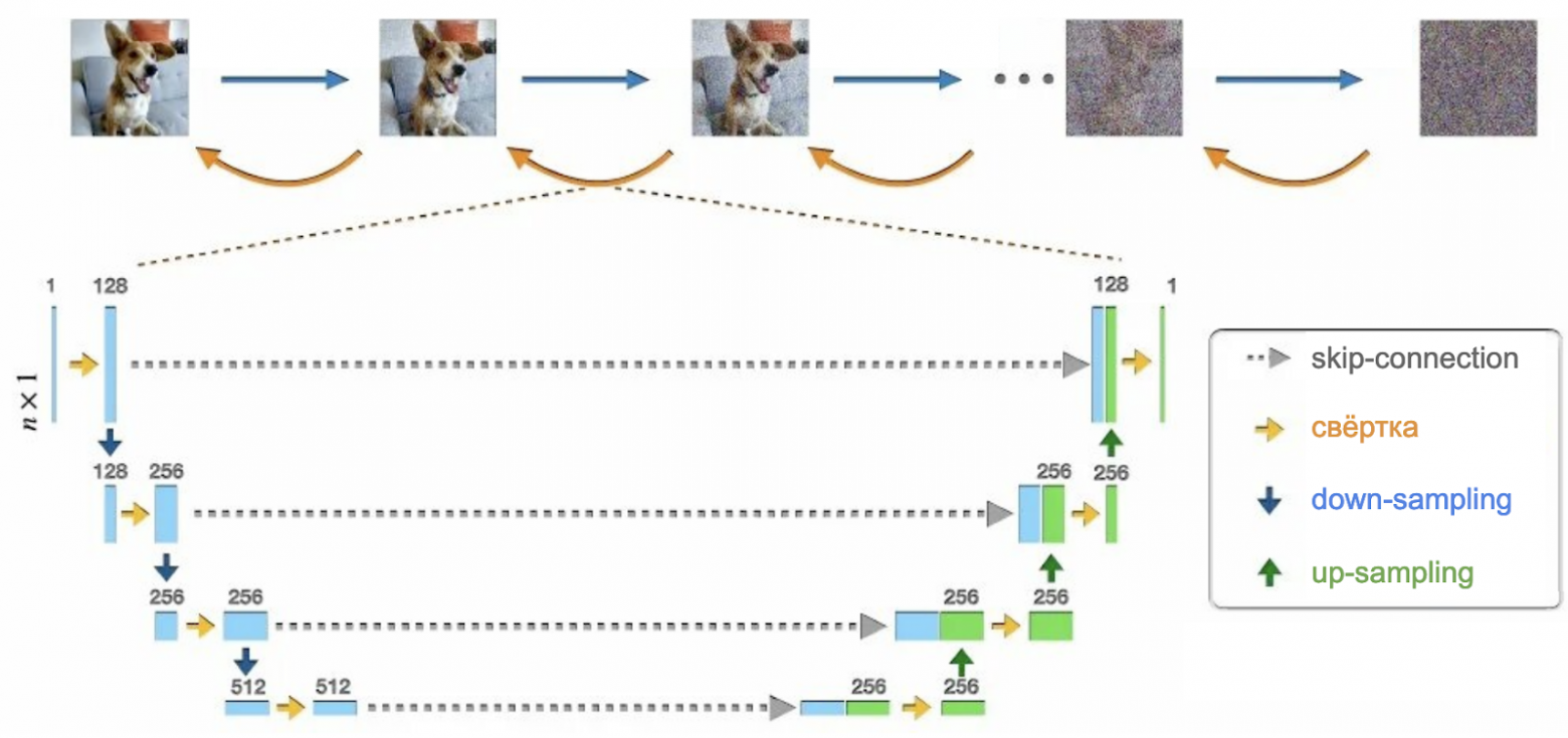 Одна и та же обученная модель применяется итеративно на каждом шаге расшумления