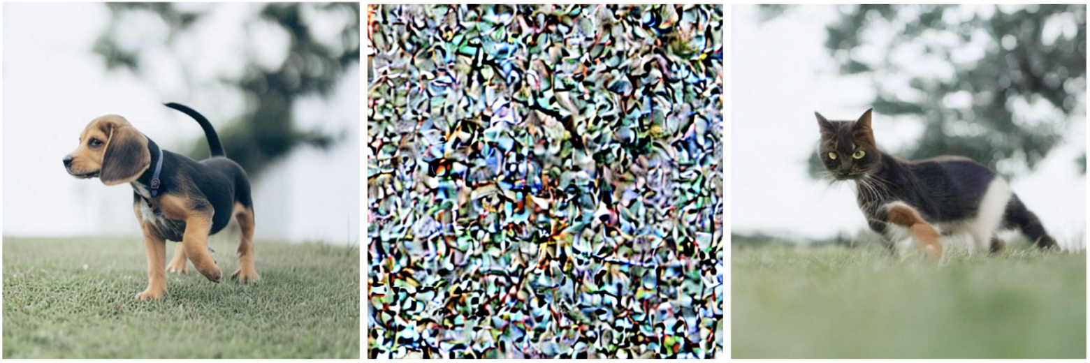 puppy on the grass → накинули шума, заменили слово → cat on the grass