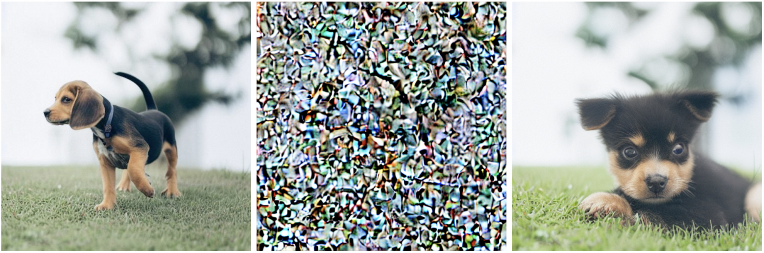 Исходное изображение → «вернули» его к шуму → попробовали восстановить