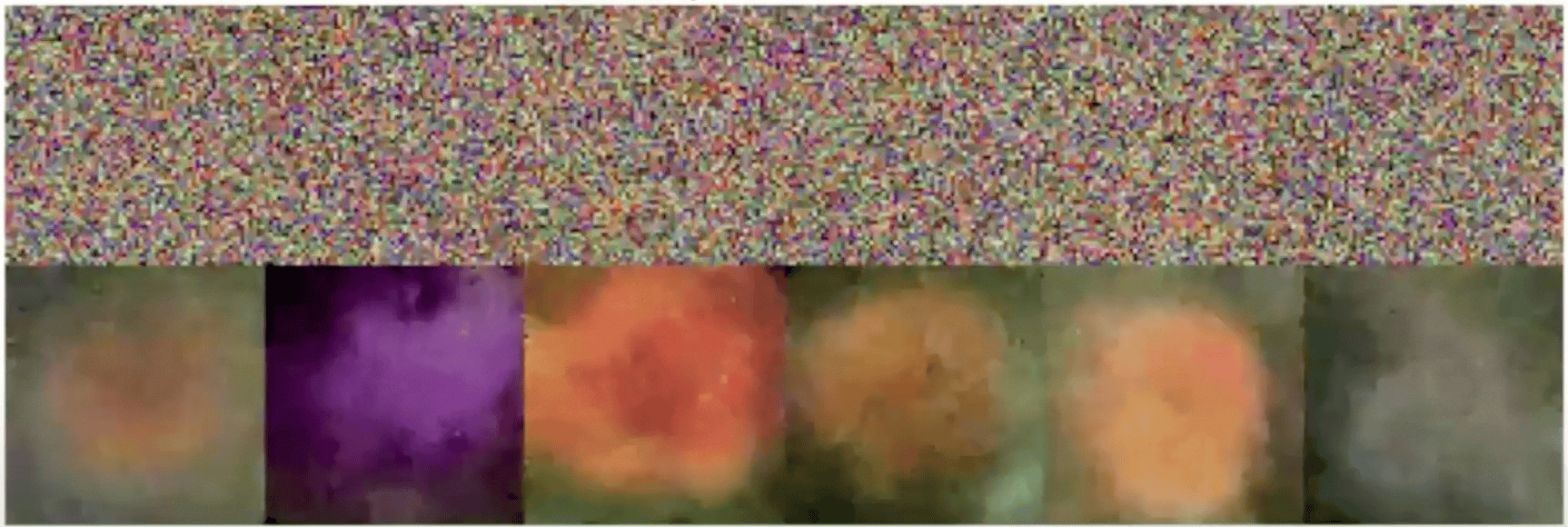 Сверху подаваемые в модель изображения, снизу — предсказания диффузии, пытающейся «прыгнуть» до результата за один шаг. Источник: курс