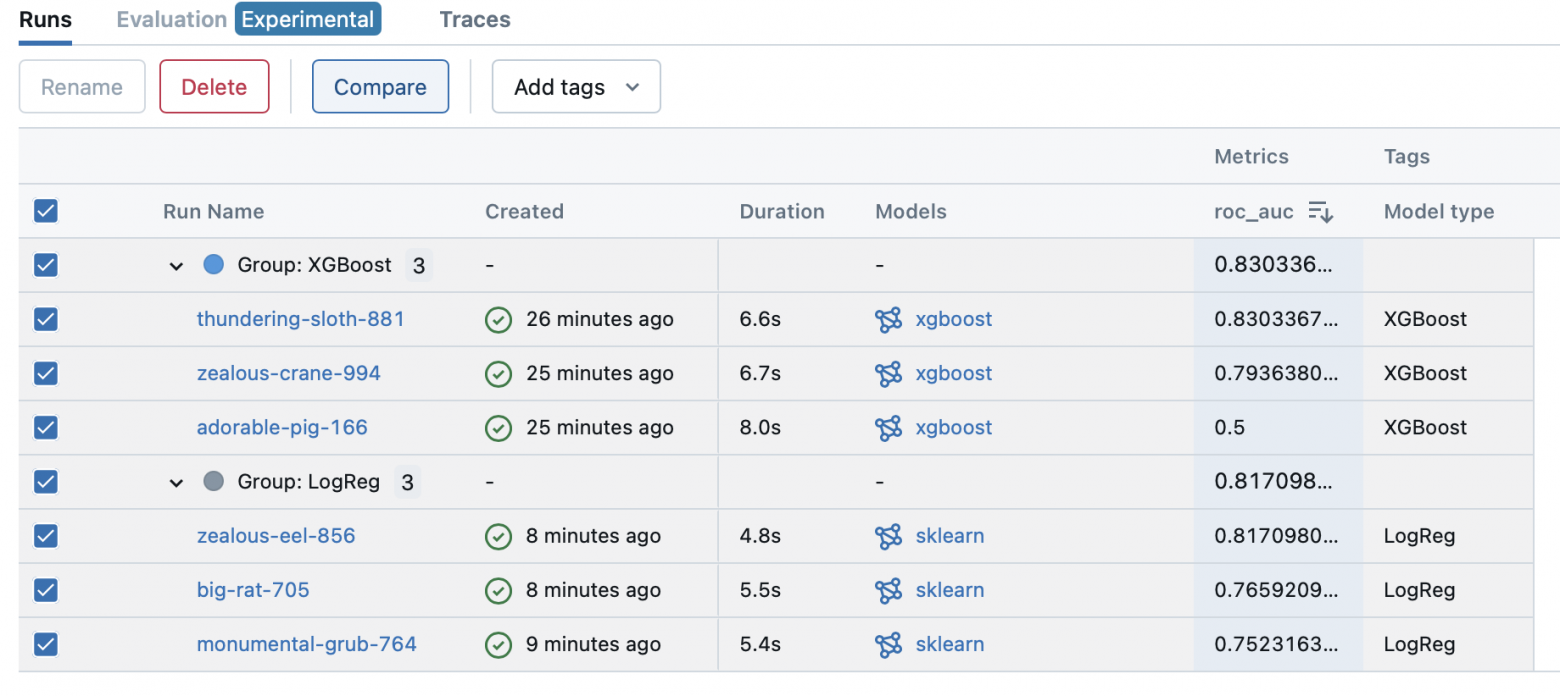 Выбор запусков