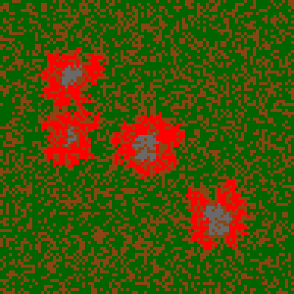 Создаем интерактивную симуляцию лесного пожара на Python с использованием клеточных автоматов - 3