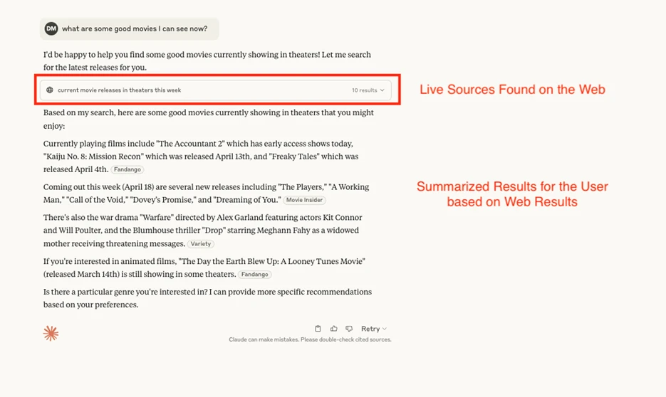 Claude 3 с Web Search, включающий поиск по сети