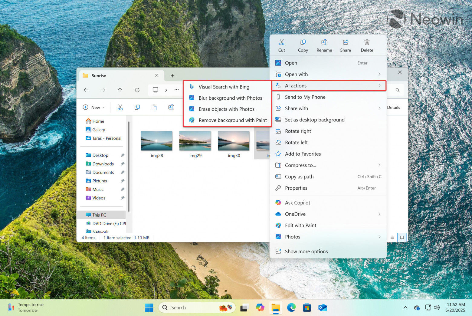 Microsoft тестирует функцию «Действия ИИ» в проводнике Windows 11 - 1