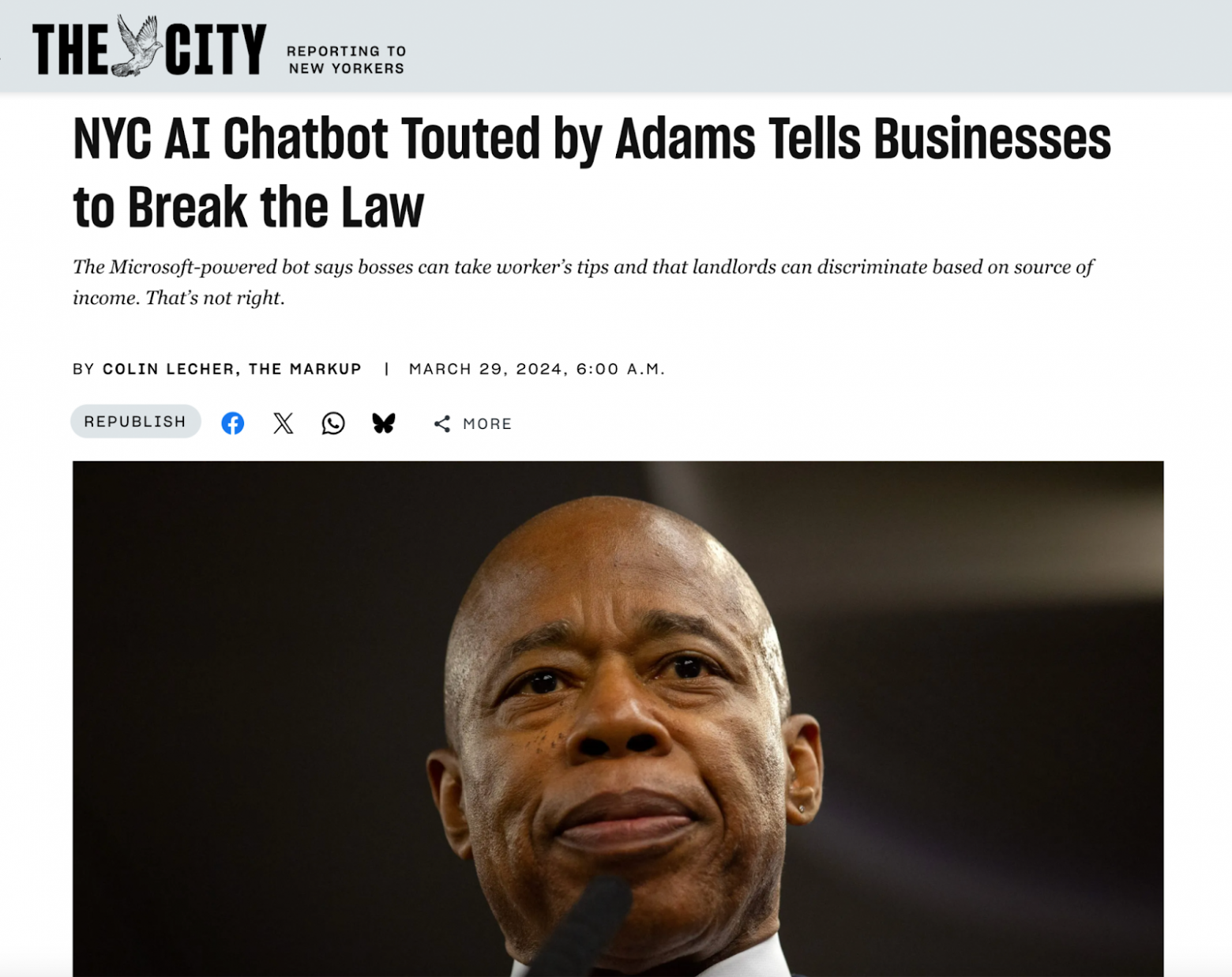 ИИ-бот от имени города уверенно даёт опасные советы