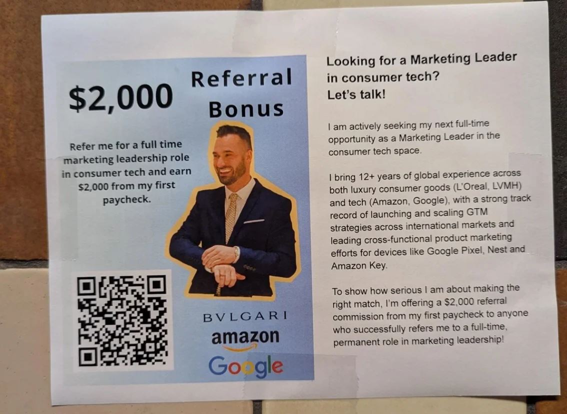 Экс-сотрудник Google предложил $2 тысячи за помощь в поиске новой работы - 1 Экс-сотрудник Google предложил $2 тысячи за помощь в поиске новой работы - 1