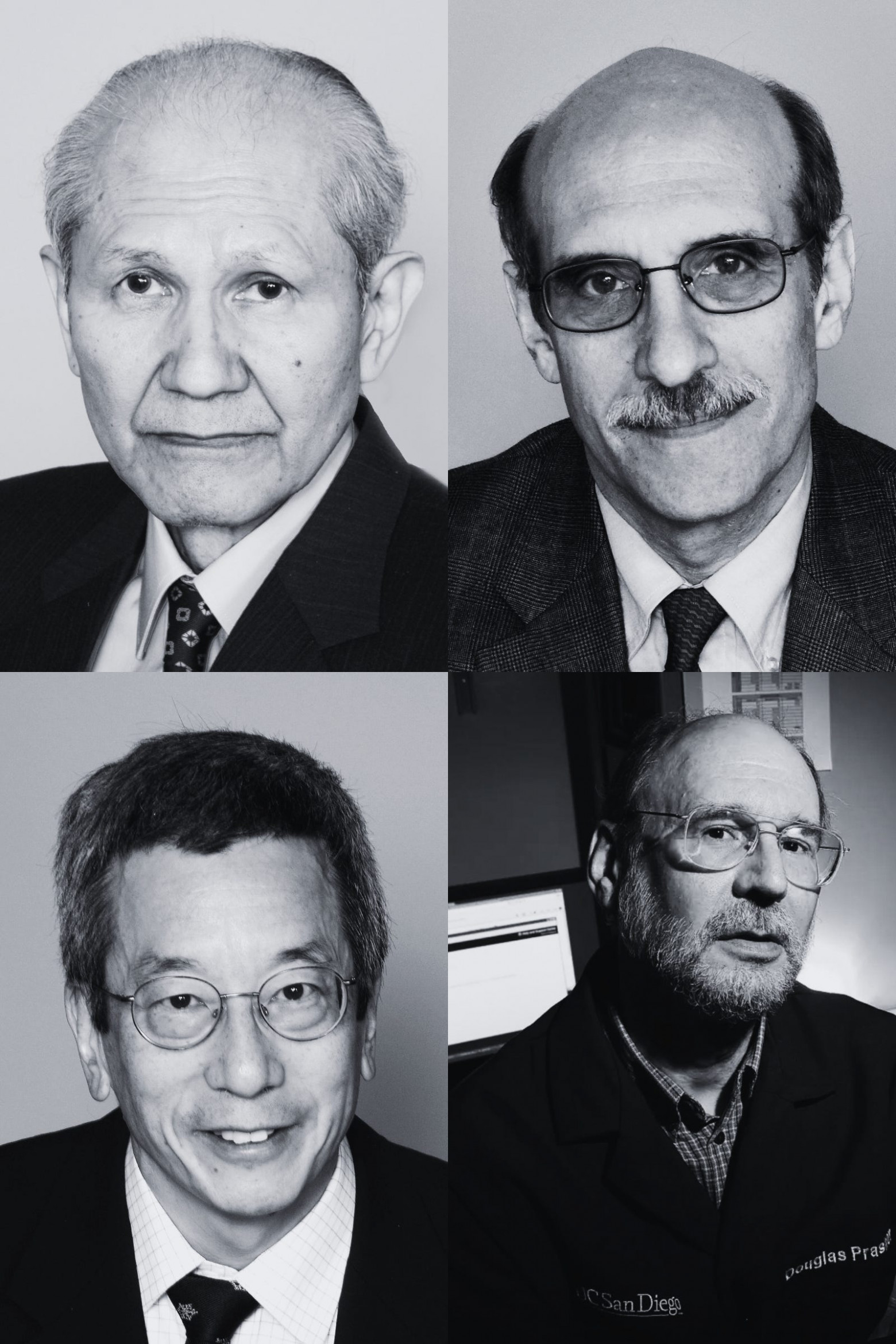  Слева направо, по часовой стрелке: Осаму Симомура, Мартин Чалфи, Дуглас Прашер и Роджер Тсьен.