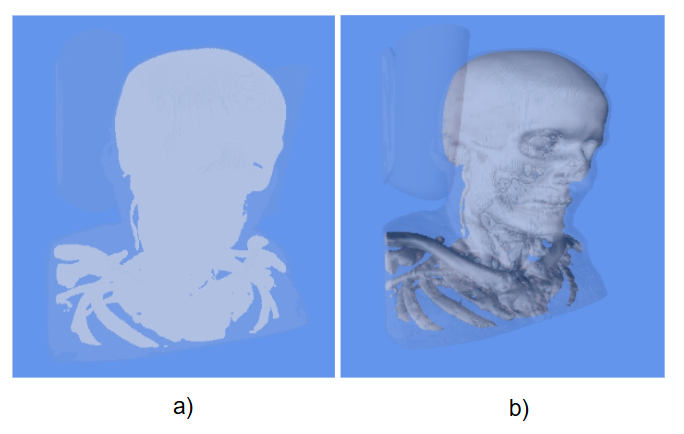 Рис. 8. Пример влияния диффузионной компоненты на изображения: а) без диффузного b) с диффузным https://www.bibliothek.tu‑chemnitz.de/ojs/index.php/cs/article/view/476