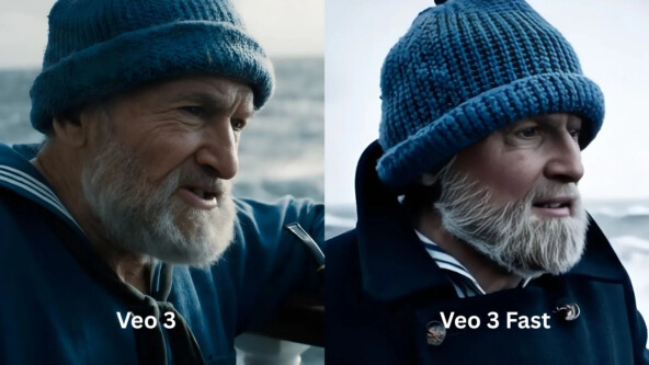 Сравнение качества видео между Veo 3 и Veo 3 Fast