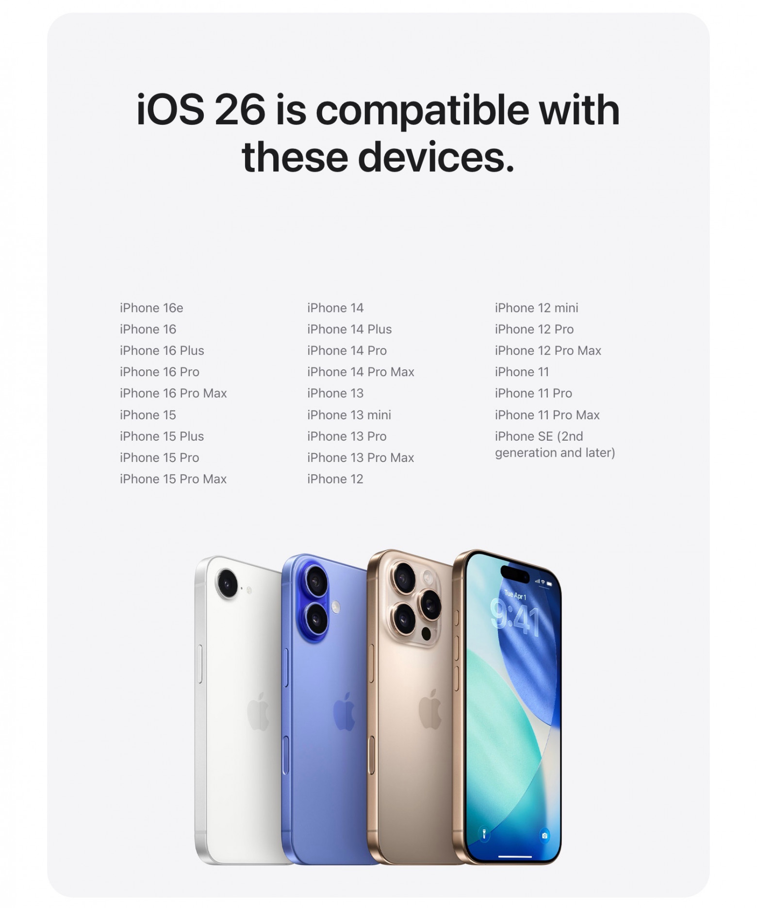 iOS 26 доступна начиная с iPhone 11