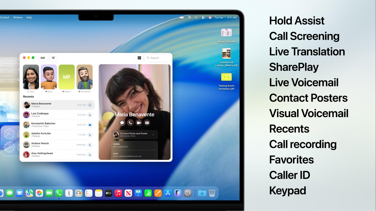 Приложение «Телефон» теперь доступно на Mac: вызовы, избранное, голосовая почта, история.
