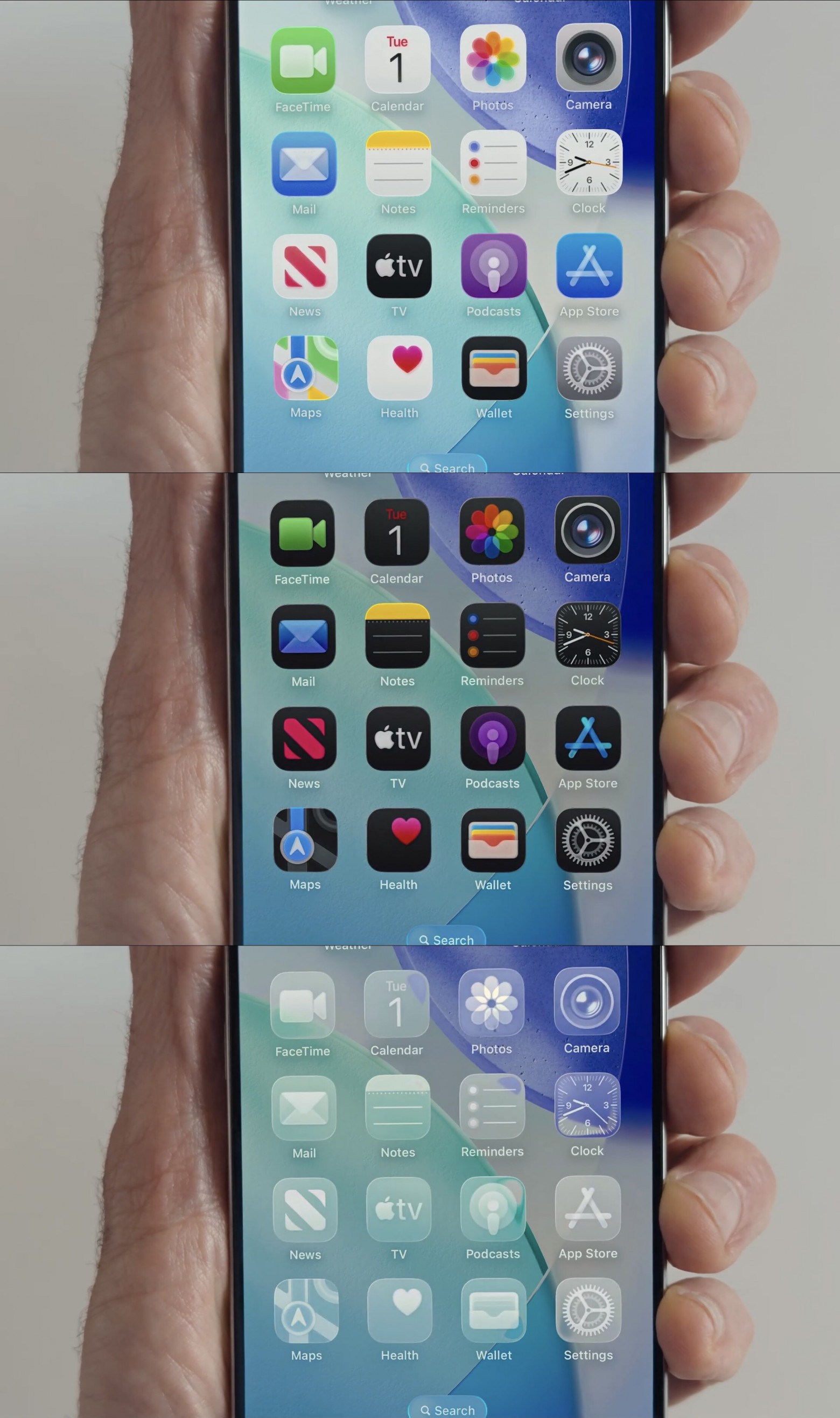 Три стиля: светлый, тёмный и полностью прозрачный