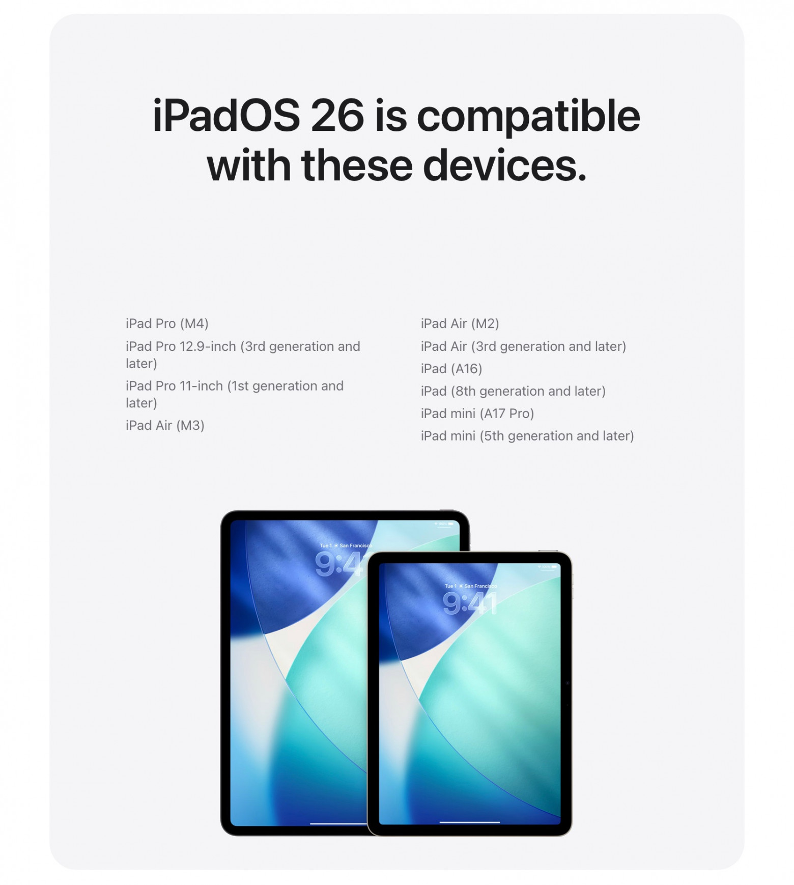 Вот какие модели iPad получат новую систему