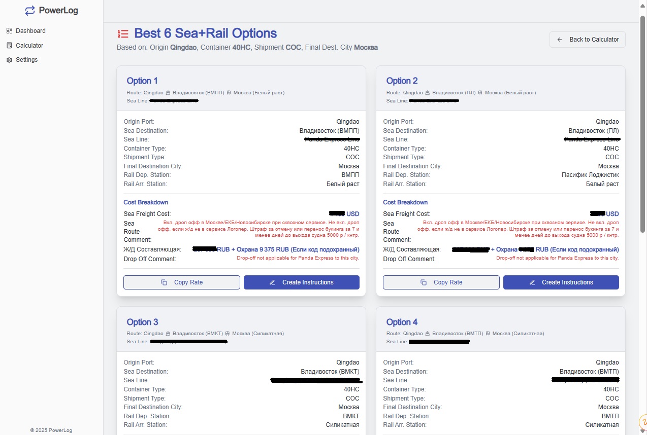 Результат Calculate Best лучшие опции в порядке от самой дешевой к самой дорогой 
