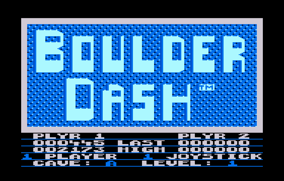 Меню Boulder Dash на 8-разрядных Atari