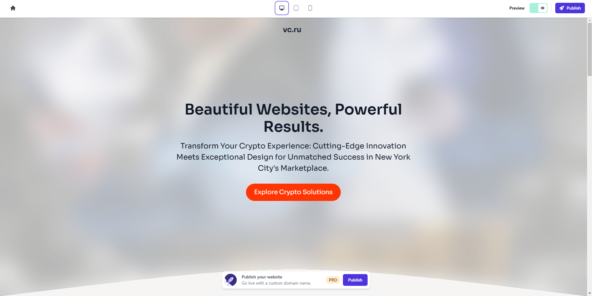 Главная страница сайта, сгенерированная нами промптом в три слова