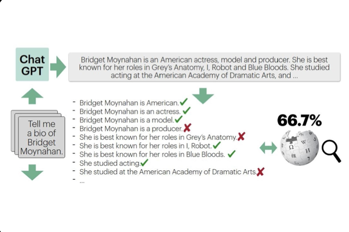 Fine-grained Atomic Evaluation of Factual Precision in Long Form Text Generation, arxiv:2305.14251