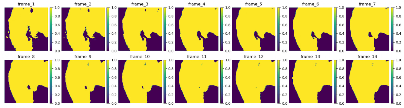 Пример прогноза бинарной маски наличия и отсутствия осадков