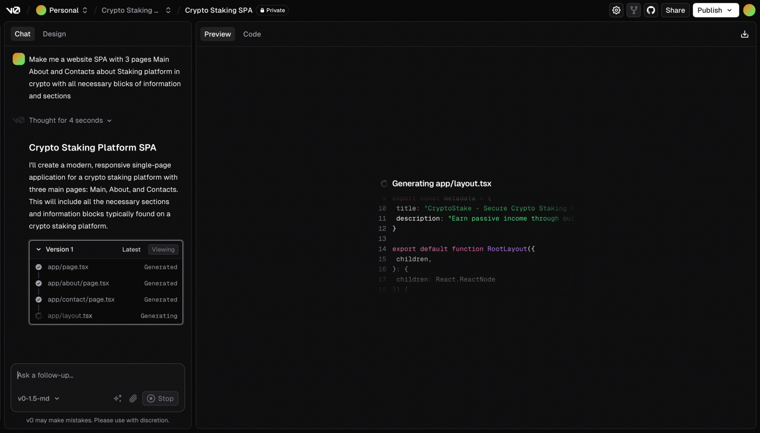 Сайт с роутингом за вечер без единой строки кода на Next.js с помощью Vercel AI - 5
