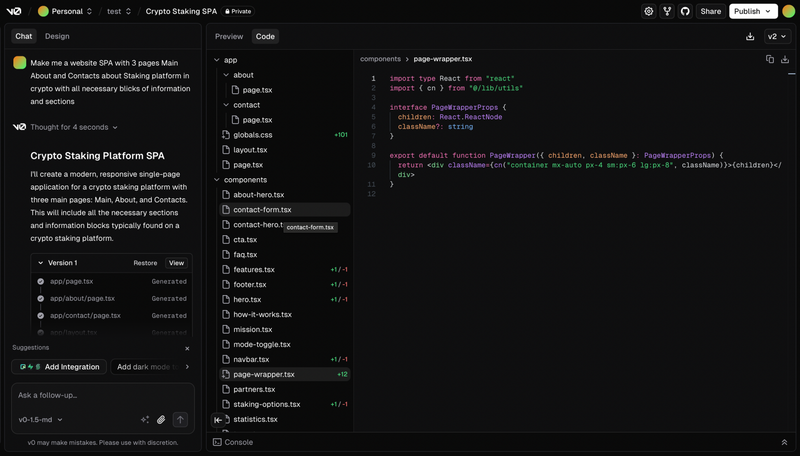 Сайт с роутингом за вечер без единой строки кода на Next.js с помощью Vercel AI - 7