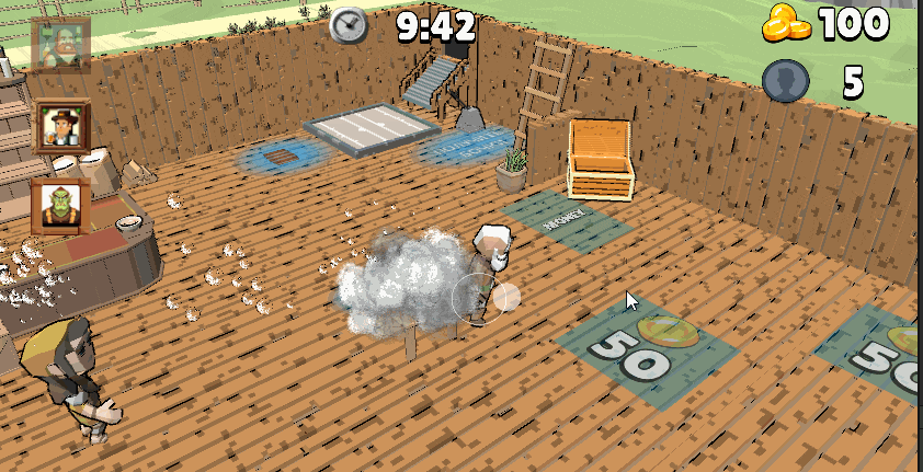 Третья система механик – Постройка столов и формирование очереди из гостей.