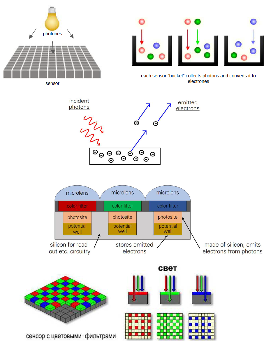 Схема работы матрицы цифровой камеры. Источник