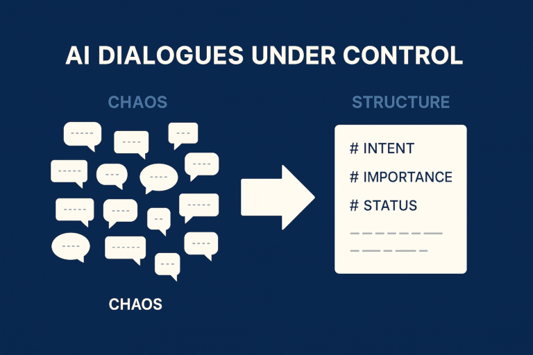 "хаос → структура", где диалоги разрозненные → упорядочены через шаблон