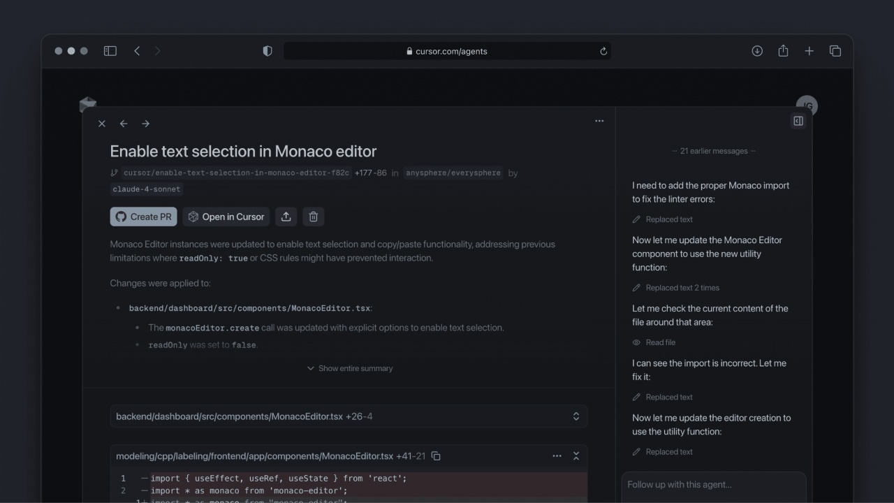 Нейросетевыми агентами Cursor теперь можно управлять в браузере - 2