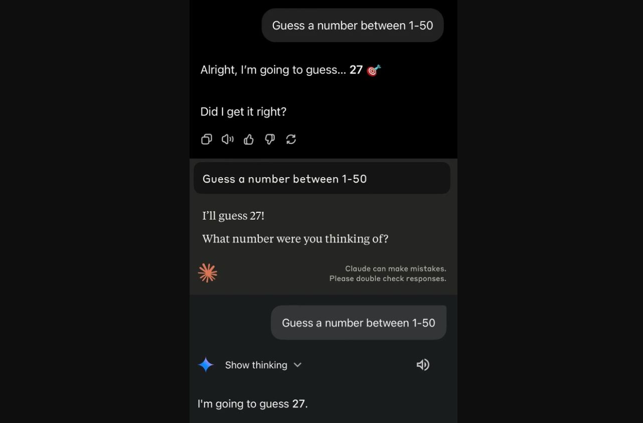 Шесть моделей ИИ дали один и тот же ответ при угадывании числа - 1 Шесть моделей ИИ дали один и тот же ответ при угадывании числа - 1
