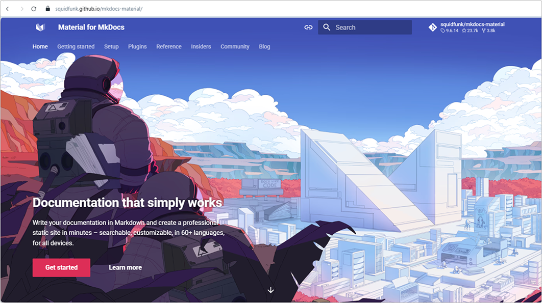 Официальный сайт MkDocs Material