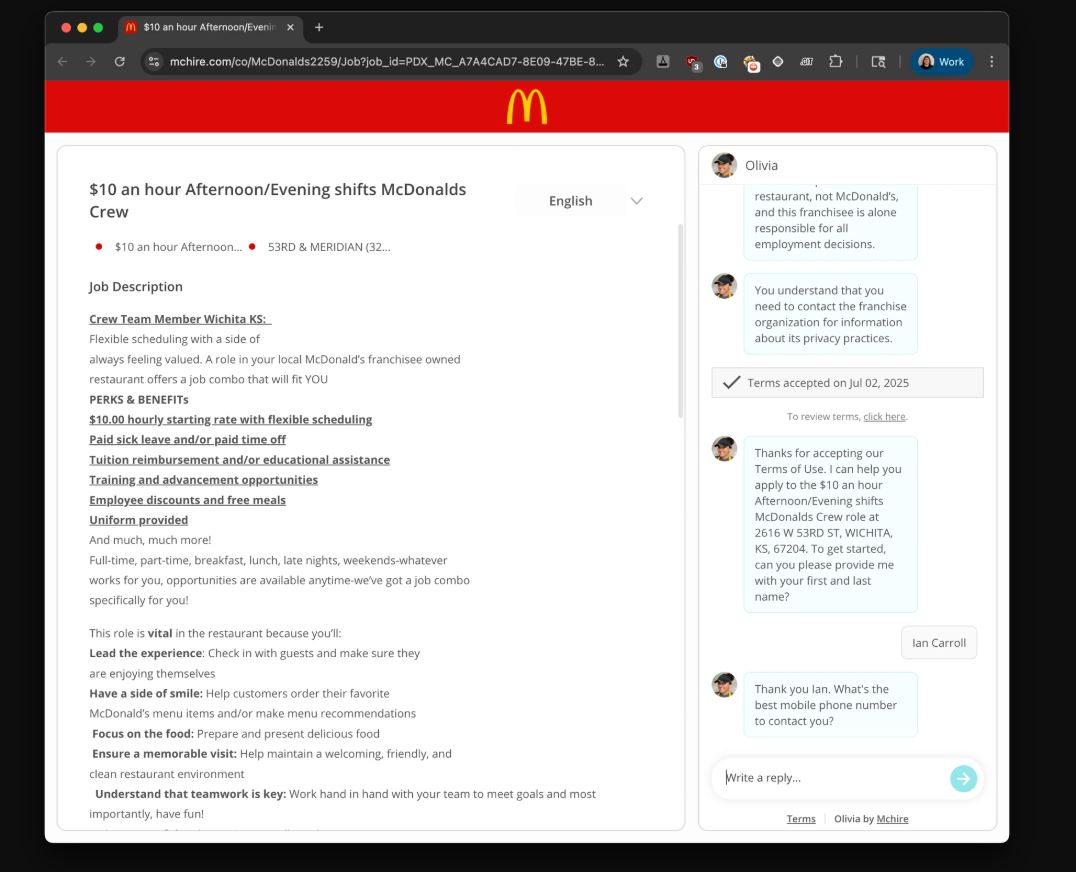 ИИ-бот для найма сотрудников McDonald's раскрыл исследователям данные миллионов соискателей - 2 ИИ-бот для найма сотрудников McDonald's раскрыл исследователям данные миллионов соискателей - 2