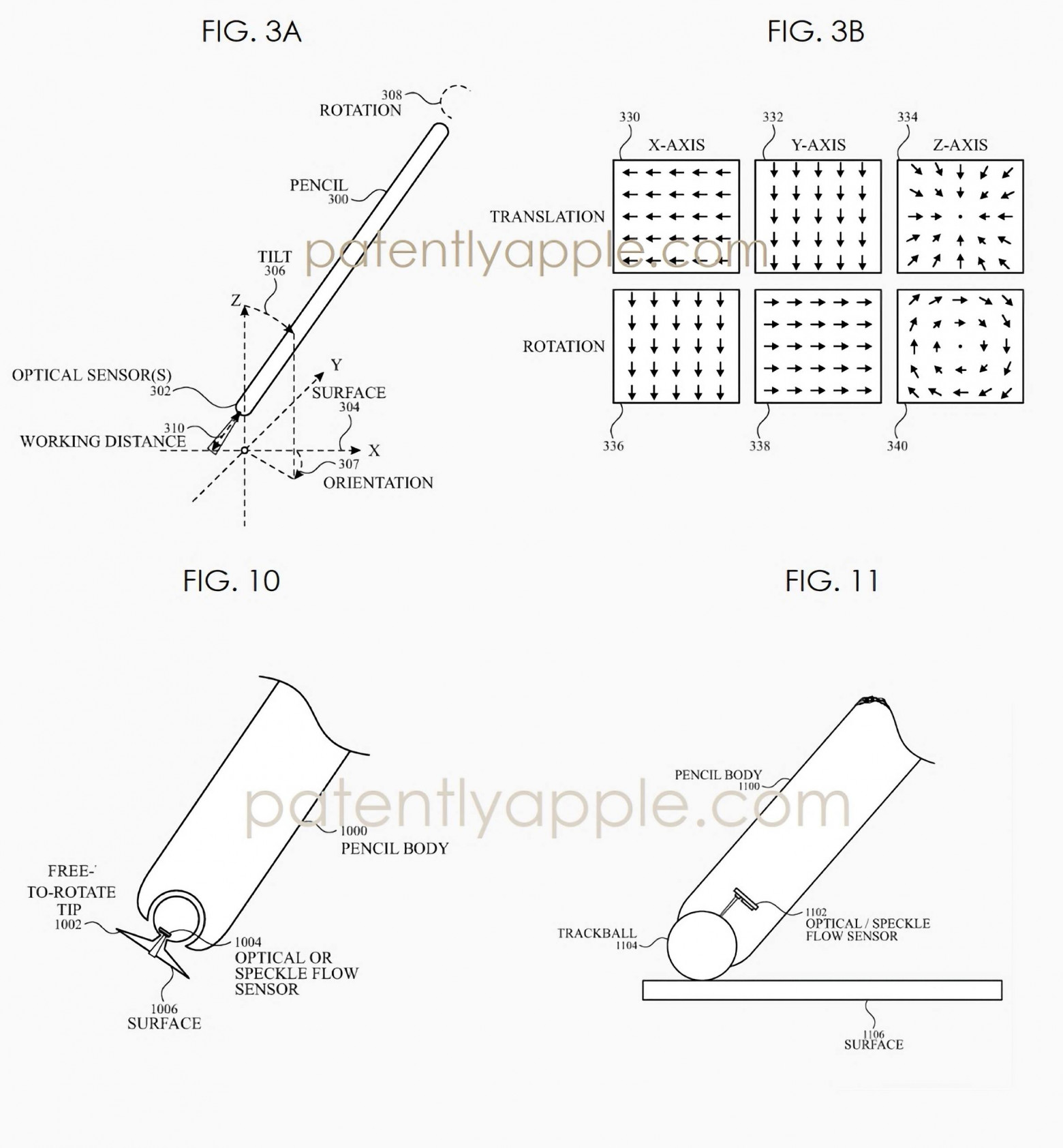 Прозрачный наконечник и дополнительные сенсоры (силы, инерции, магниты) расширят возможности карандаша от Apple (© Patently Apple)