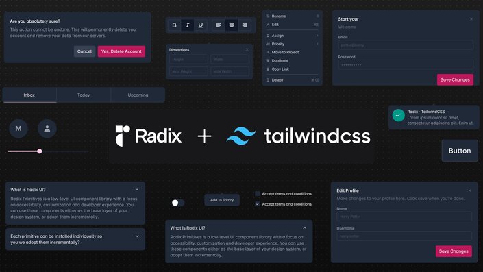 Библиотеки UI-компонентов для React в 2025 году - 2 a preview of the radix UI + tailwind library