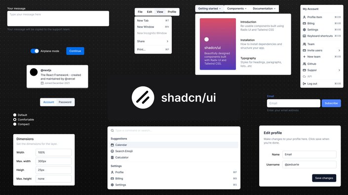 Библиотеки UI-компонентов для React в 2025 году - 6 a preview of the shadcn UI library