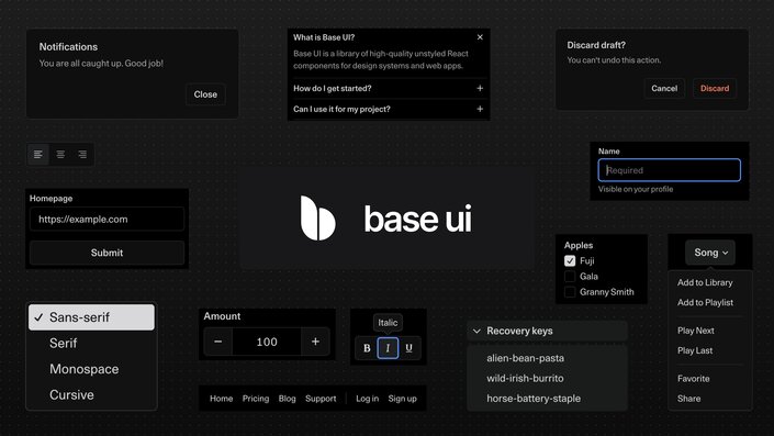 Библиотеки UI-компонентов для React в 2025 году - 9 a preview of the base UI library