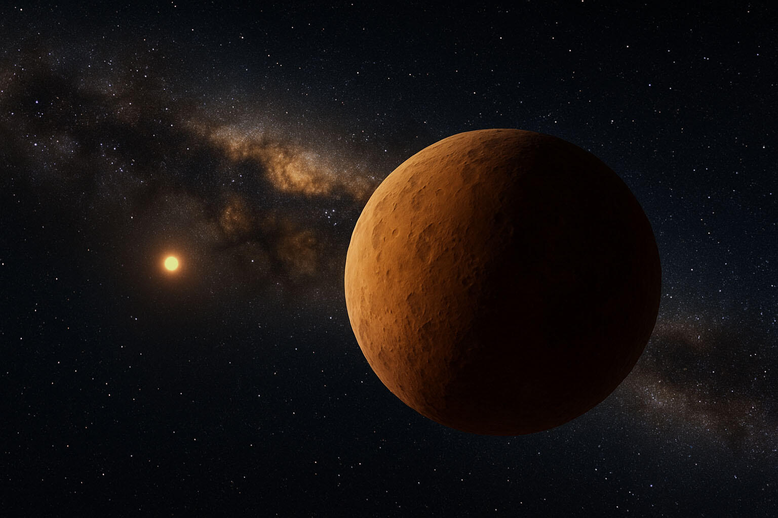 Художественное изображение далёкого объекта Солнечной системы, названного «Аммонитом». Credit: иллюстрация, созданная с помощью искусственного интеллекта, Ying-Tung Chen (ASIAA - Institute of Astronomy & Astrophysics, Academia Sinica). Художественное изображение далёкого объекта Солнечной системы, названного «Аммонитом». Credit: иллюстрация, созданная с помощью искусственного интеллекта, Ying-Tung Chen (ASIAA - Institute of Astronomy & Astrophysics, Academia Sinica).