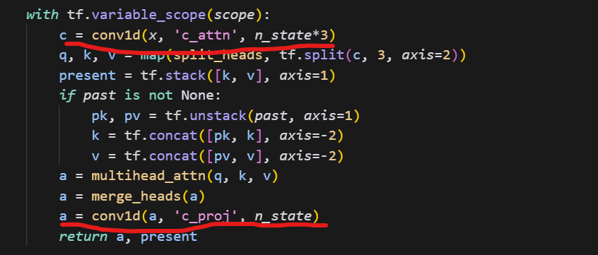 Вот проекции между пространствами о которых я говорил в GPT-2. Модель сама учится делать их.