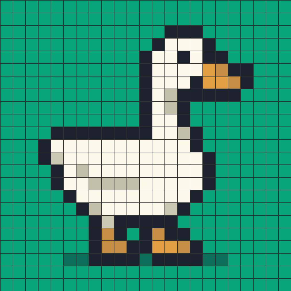 Финальный спрайт 43x43 пикселя, сетка добавлена для наглядности