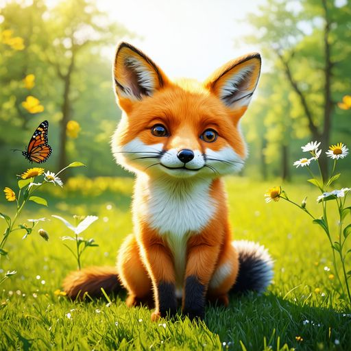 Лисичка и бабочка, Stable Diffusion