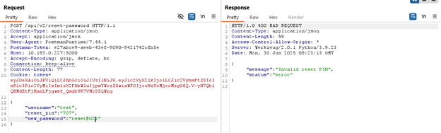 Рисунок 5 – Перехват запроса на сброс пароля. 