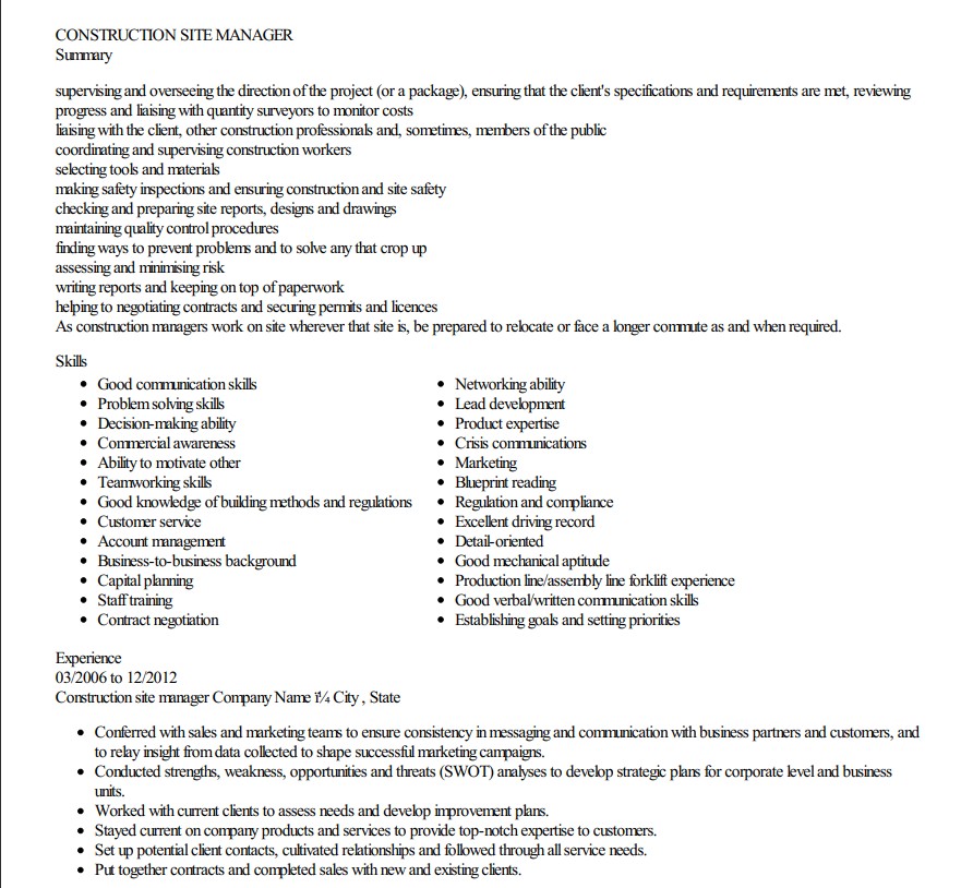 Пример резюме для позиции в сфере строительства. Заметна многословность, которую так и хочется пропустить через какую-нибудь автоматизированную систему. arXiv:2406.1548