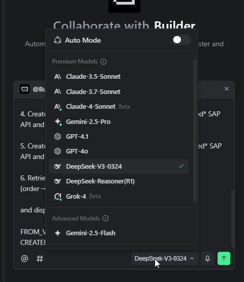 Скриншот с IDE Trae  доступными LLM-моделями