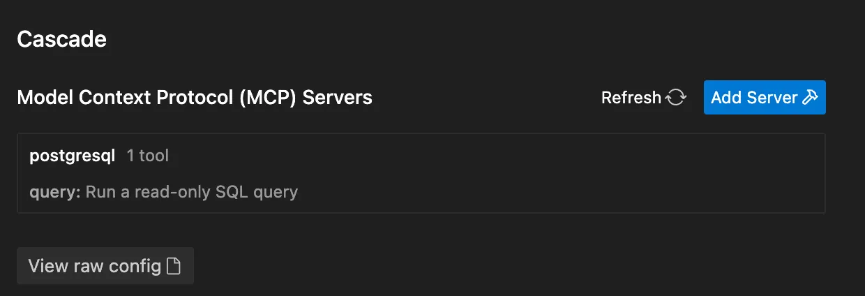 Сервер Postgres добавлен, и наша IDE стала мощнее