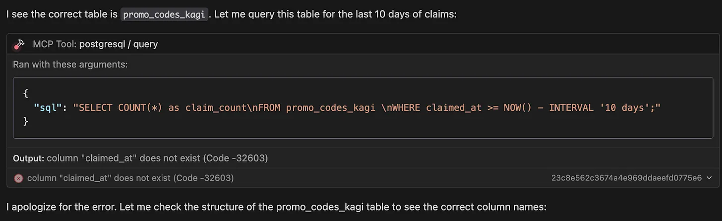 Еще одна попытка — на этот раз с правильным именем таблицы.